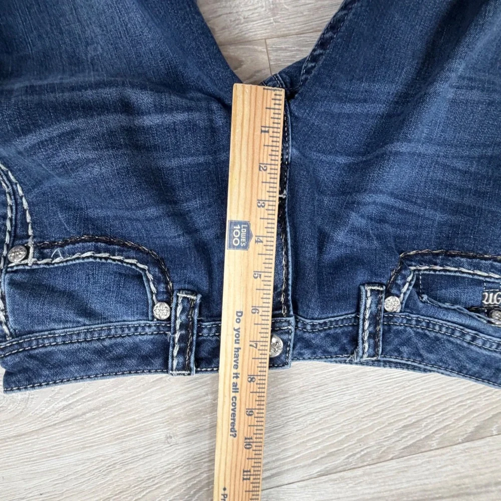 Miss Me Womens Mid Rise Bootcut‎ Jeans Dark Wash Contrast Stitch MS5012B8D Sz 31